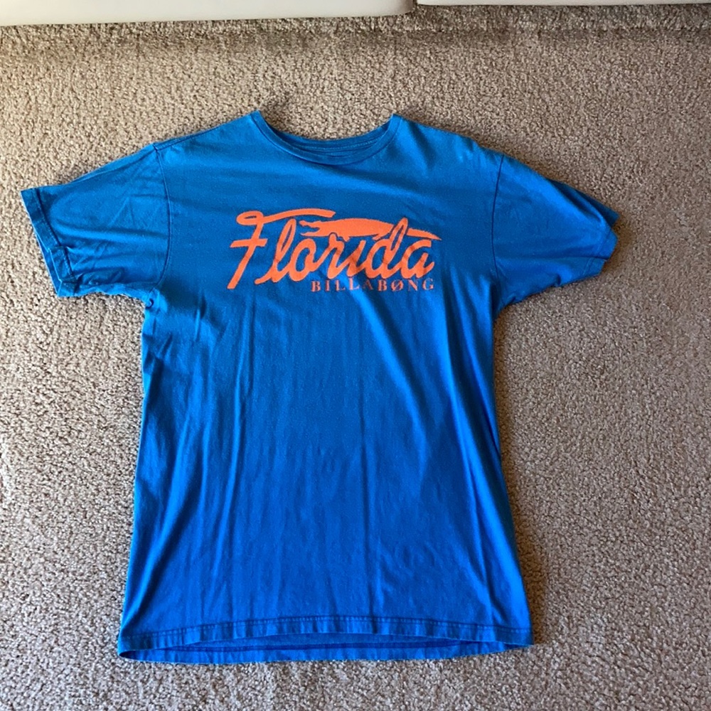 Billabong Surf Florida Alligator Eco Friendly T Shirt Blue Medium